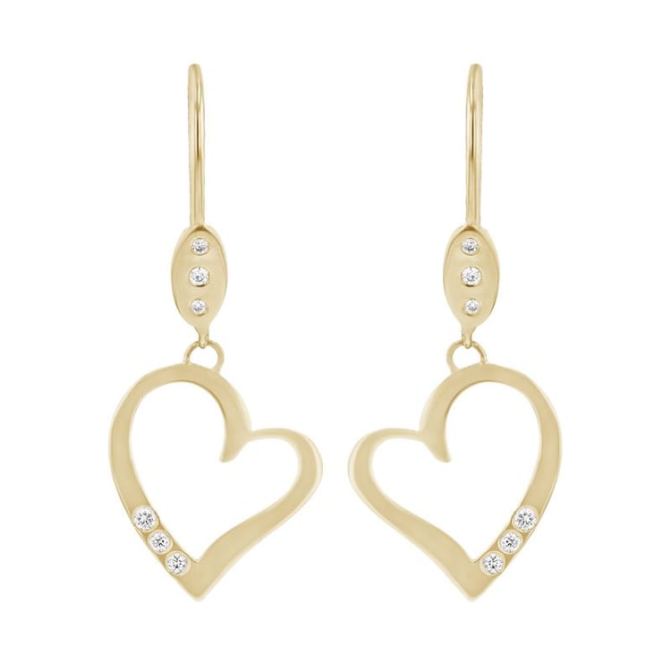Goldene Hängeohrringe in Herzform mit Diamanten Mekhi 98425