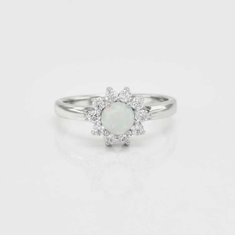 Silberring mit Opal und Zirkonia Mito 17339