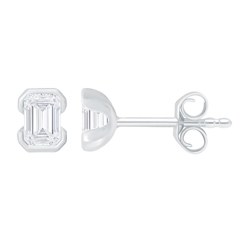 Minimalistische silberne Ohrstecker mit Diamanten in Emerald-Form Agata