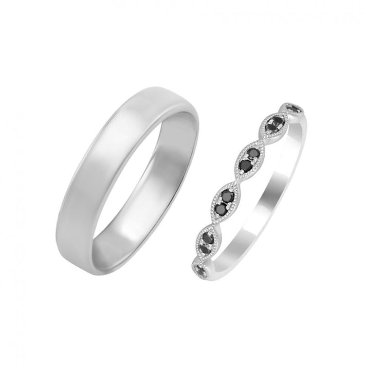 Eternity Goldring mit schwarzen Diamanten und Komfort Ring Mucius