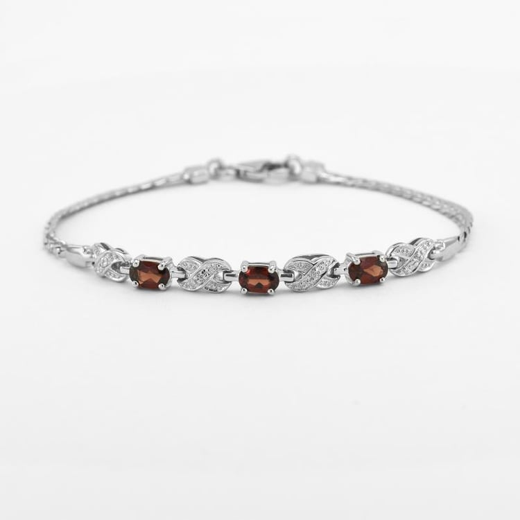 Silberarmband mit Granat-Steinen und Zirkonia Clio 39816