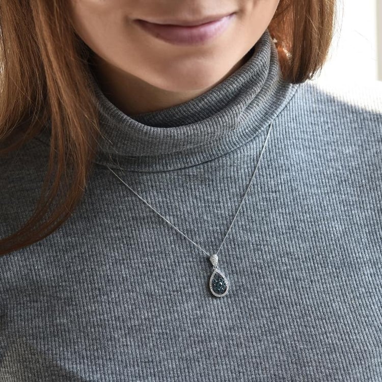 Anhänger mit blauen und weißen Diamanten Wawyd 36044