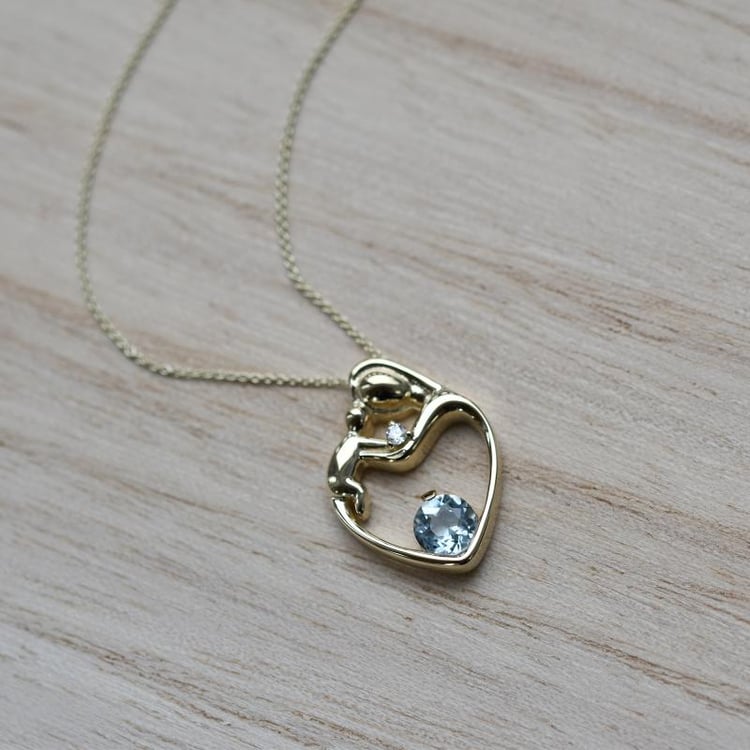 Anhänger Mutter und Kind mit Aquamarine und Diamant Ella 38467