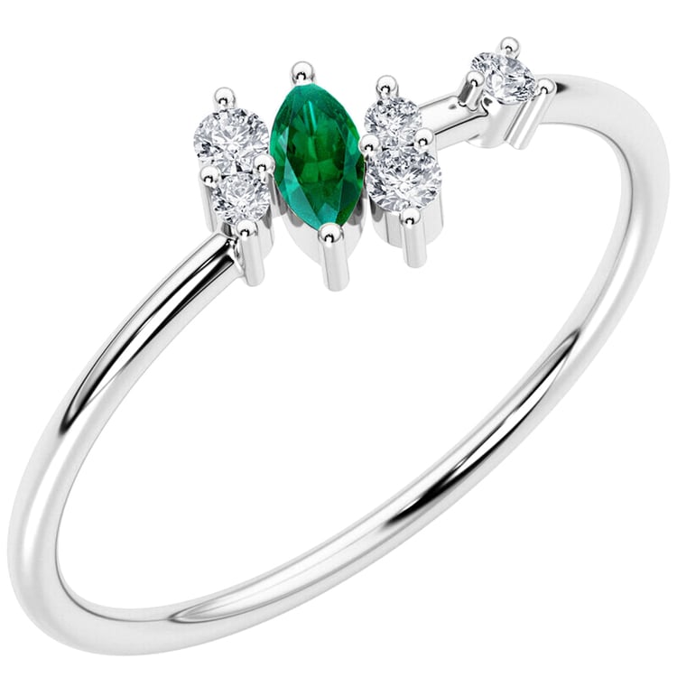 Cluster Ring mit Lab Grown Smaragd und Diamanten Kasen