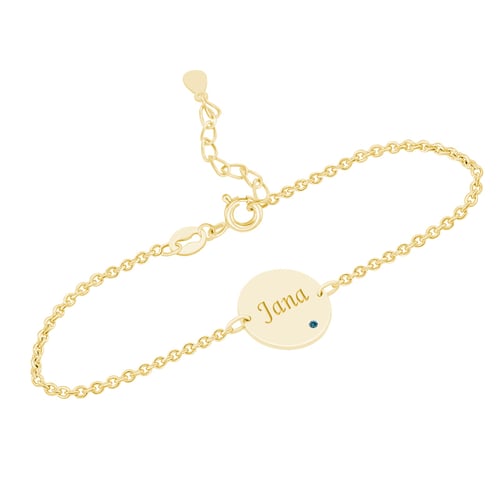 Silbernes Armband mit blauem Diamant und Gravur Ihrer Wahl Shalek