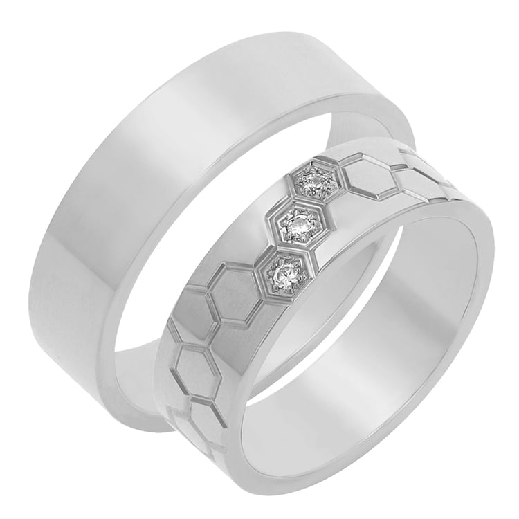 Goldene Eheringe mit Gravur und Diamanten Nazia 77895