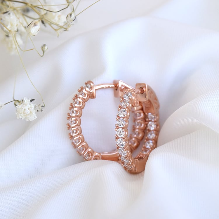 Silberne Ringohrringe mit Zirkonia Leary 80680