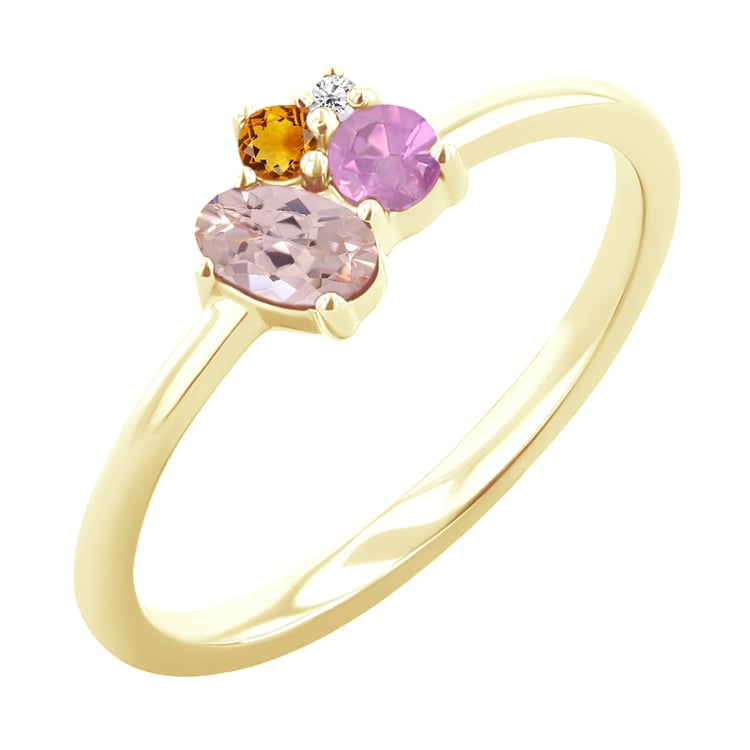 Cluster-Ring mit Morganit, Saphir, Citrin und Diamant Bluma 121559