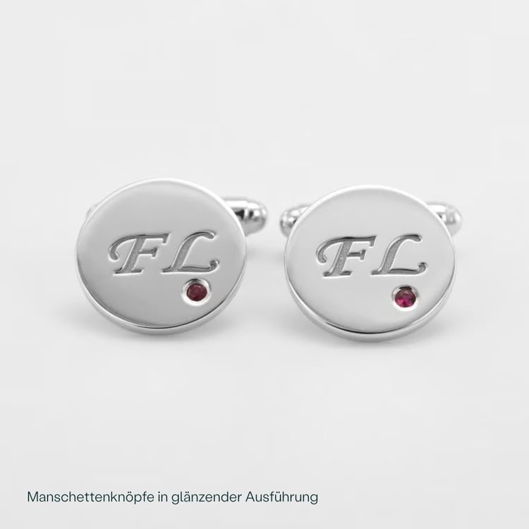 Rubin-Manschettenknöpfe aus Silber mit Gravur Fanny 165889