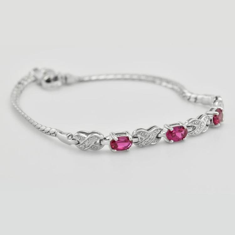 Feines Armband in Silber mit drei ovalen Rubinen Clio 29879