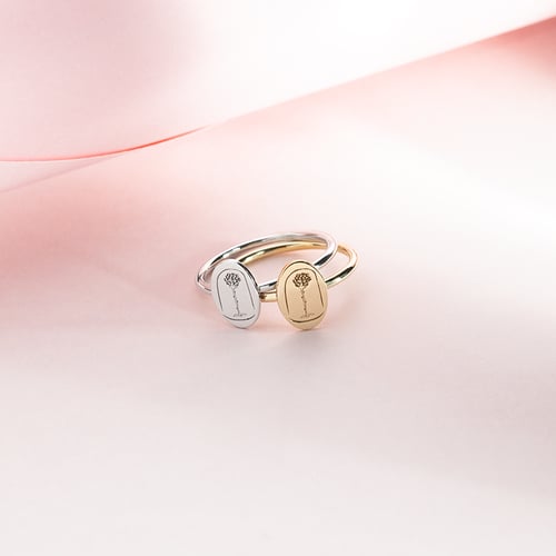 Ovaler Ring mit der Gravur der Rose aus dem Kleinen Prinz