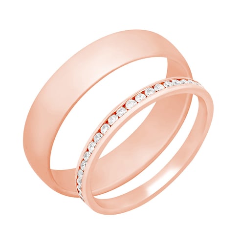 Eheringe aus Eternity-Ring mit Lab Grown Diamanten und einem breiten Komfort-Ring Oliviero