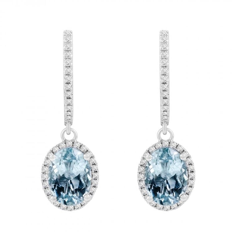 Goldene Ohrringe mit Aquamarinen und Diamanten Azura