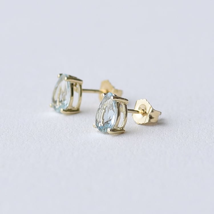 Gelbgold Aquamarin Ohrringe 61860