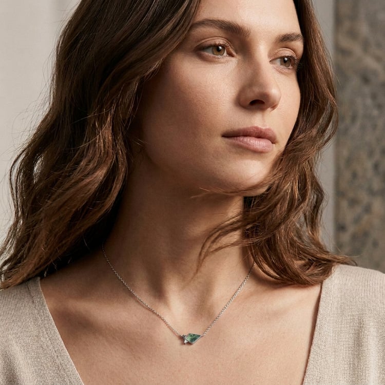 Halskette mit Moosachat, Diamant und Moissanit Milly 169714