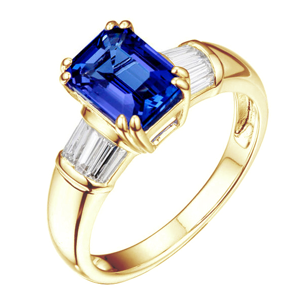 Goldring mit Emerald Tansanit und Diamanten Fiane 82815