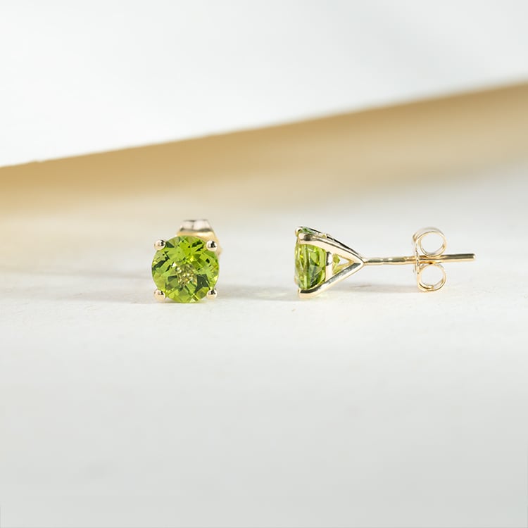 Goldene Ohrringe mit runden Olivinen Hulda 147267