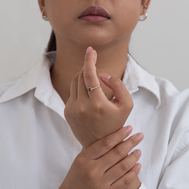 Goldring mit sechseckigem Salt and Pepper Diamanten Osian 127875