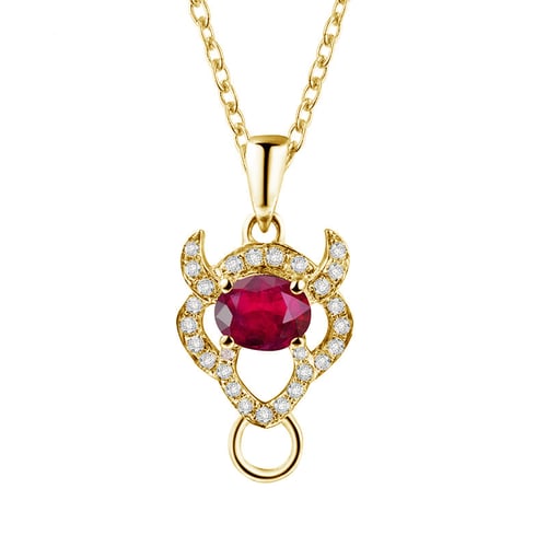 Anhänger mit Rubin im Sternzeichen Stier mit Diamant Toro