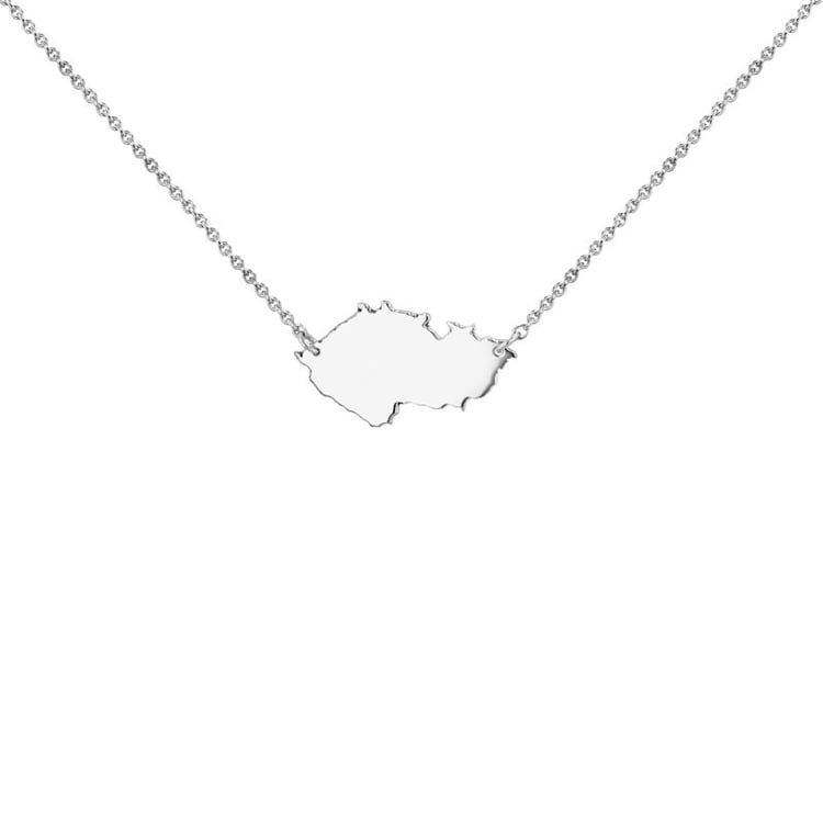 Silberne Kette und Anhänger in Form der Tschechischen Republik