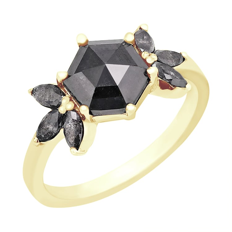 Ring mit Hexagon Salt and Pepper Diamanten und Marquise Diamanten Bonnie 134109