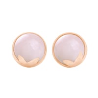 Goldene Ohrstecker mit Cabochon Rosenquartz Erica