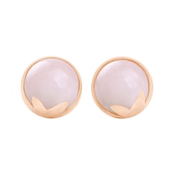 Goldene Ohrstecker mit Cabochon Rosenquartz Erica