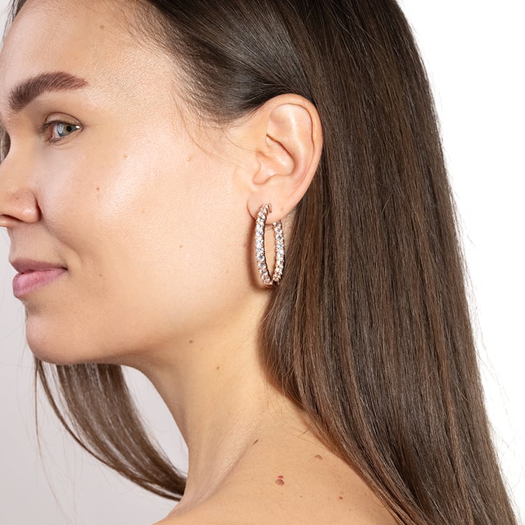 Silberne Creolen mit Zirkonia Elibi 149945