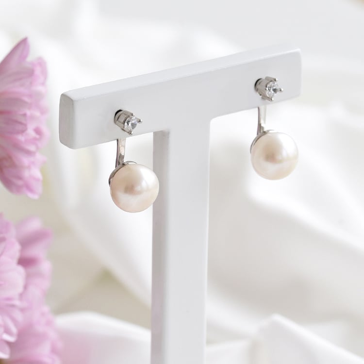 Silberne Ohrringe 2in1 mit Perlen und Zirkonia Leela 100263