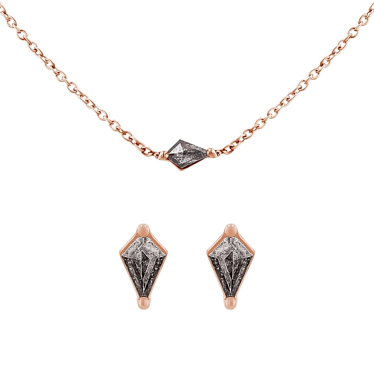 Schmuckset mit Salt and Pepper Diamanten Elny