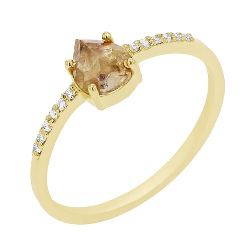 Perfekter Verlobungsring mit gelbem Pear Diamant Natela