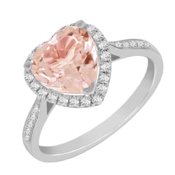 Goldring mit herzförmigem Morganit und Diamanten Rena