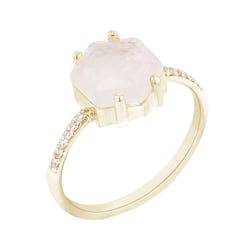 Verlobungsring mit Mondstein in Hexagon-Form und Diamanten Carrie