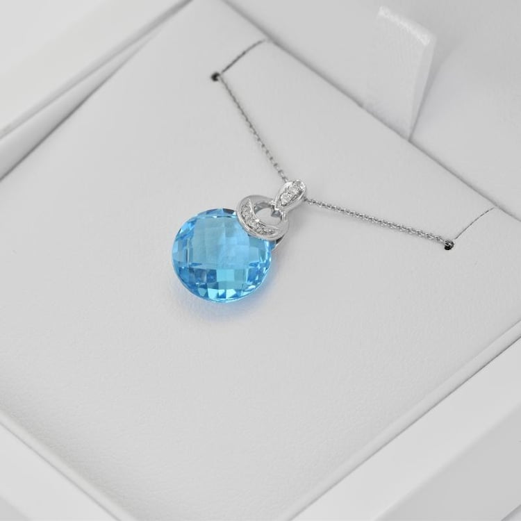 Topas Halskette mit Diamanten in Eppi-Geschenkbox 29548