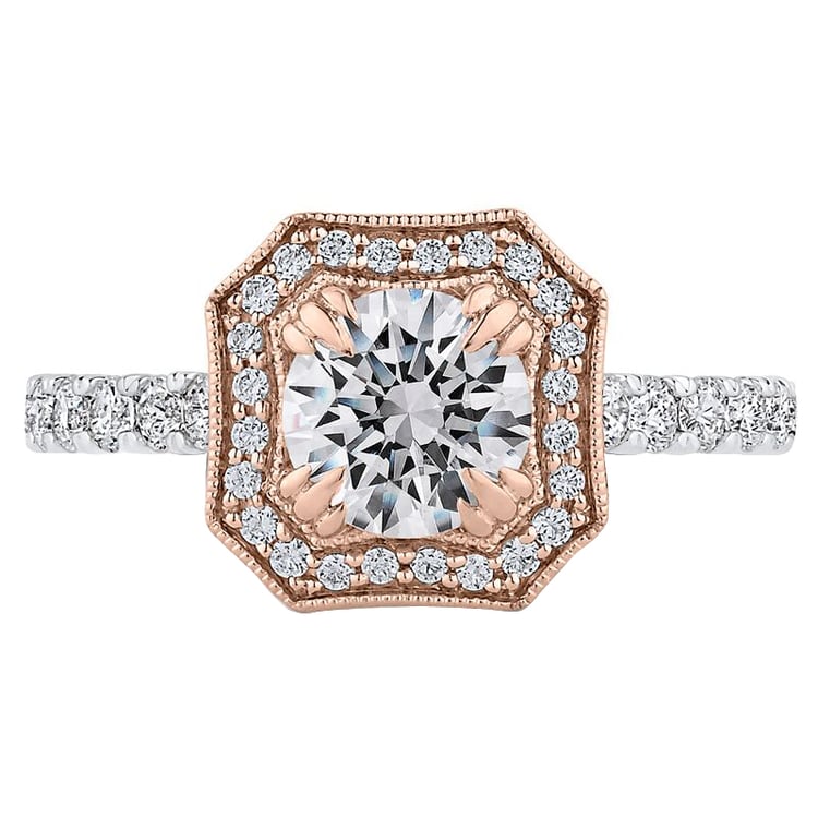 Goldener Verlobungsring im Halostil 46438