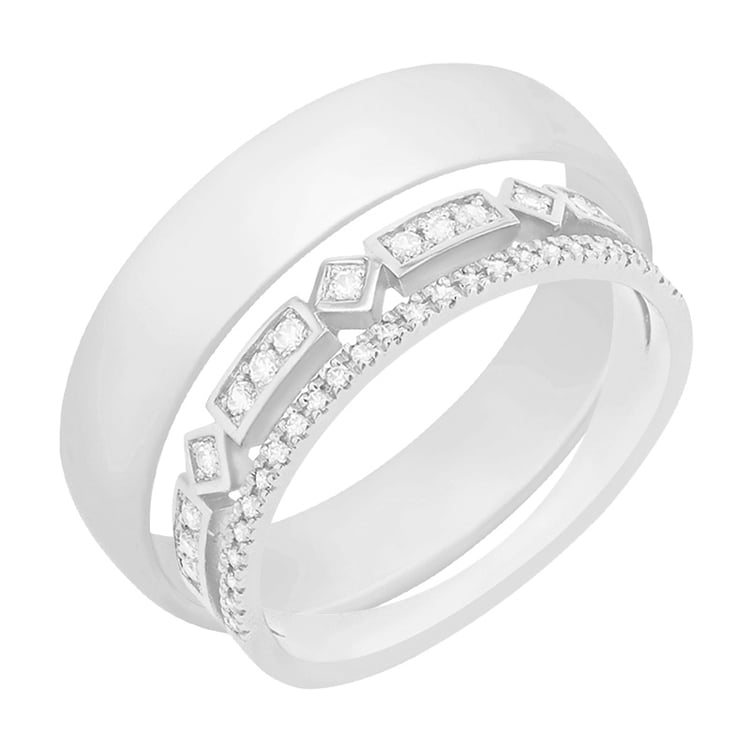 Eheringe aus Eternity-Ring mit Lab Grown Diamanten und einem breiten flachen Ring Ward 102196