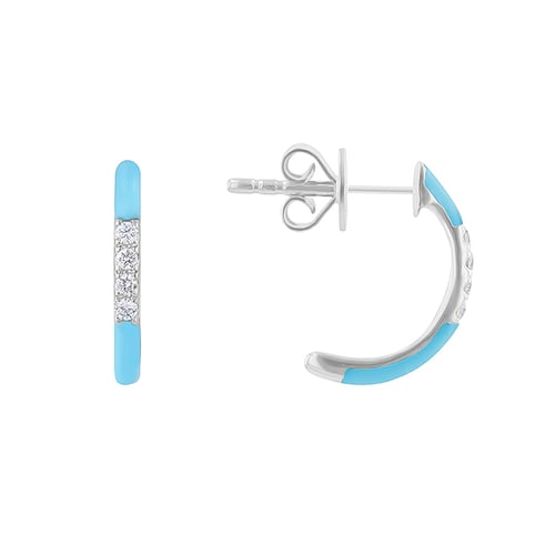 Ohrstecker mit blauer Keramik und Diamanten Edela
