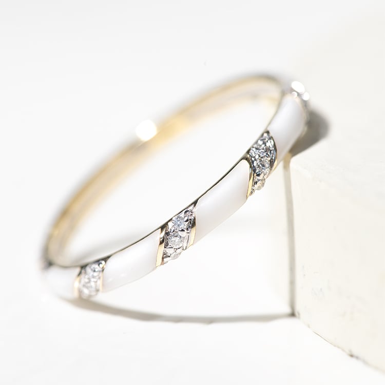 Weißer Keramikring mit Diamanten Astair 127573