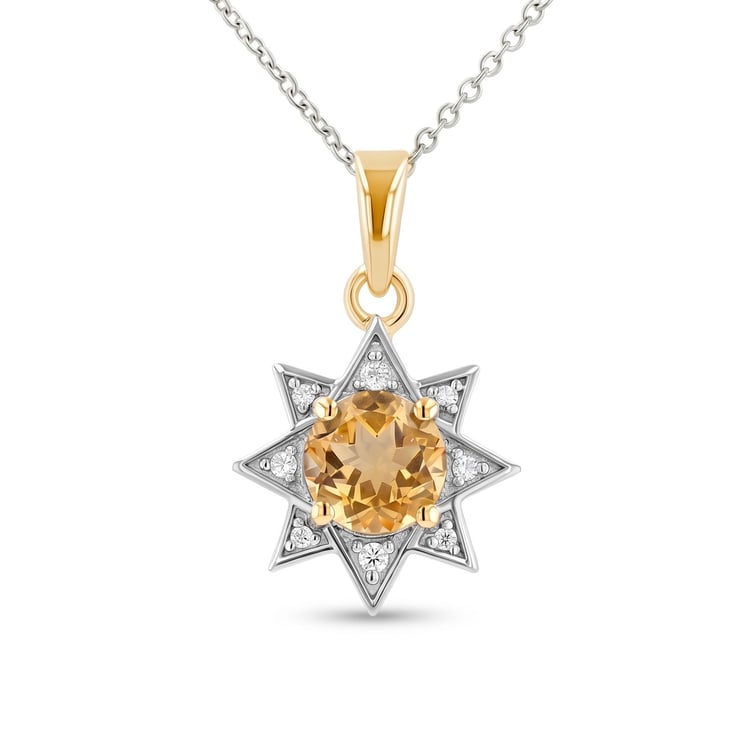 Anhänger aus Silber mit Citrinen und Zirkonia in Stern-Form