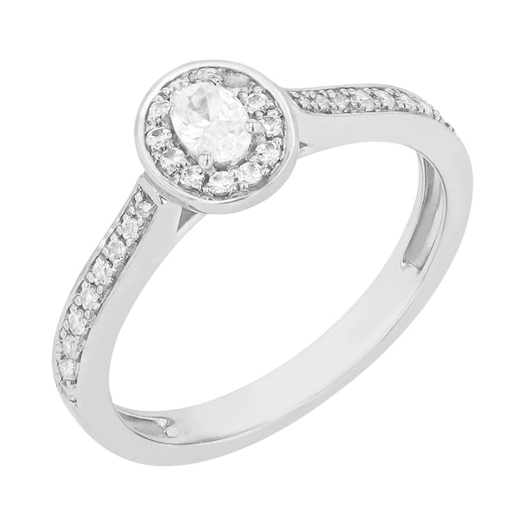 Schöner Halo-Ring mit glänzenden Diamanten Leontios 84307