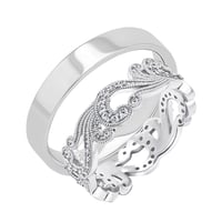 Eheringe aus einem Vintage-Ring mit Lab Grown Diamanten und einem flachen Ring Christine