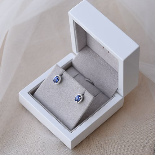 Goldene Ohrringe mit Saphiren und Diamanten Elina