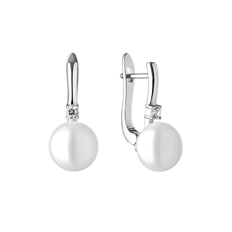 Silberohrringe mit Perlen und Zirkonen Serina