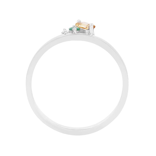 Cluster-Ring aus Gold mit Citrin, Smaragd und einem Diamanten Dalit