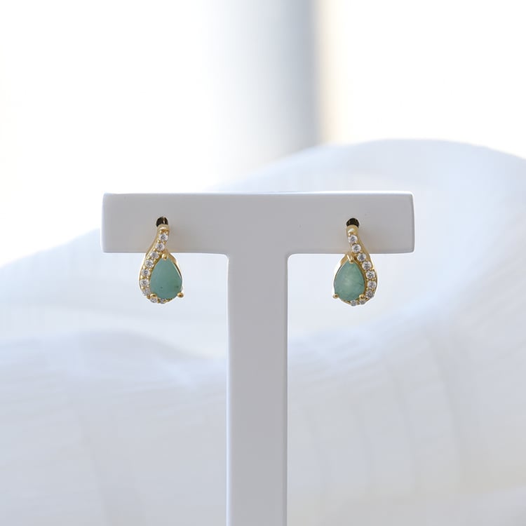 Silberne Ohrringe mit Smaragden und Zirkonia Rina 67961