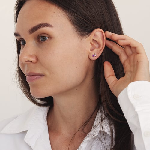 Lila Cluster Ohrringe mit Amethysten und Edelsteinen Kerrie
