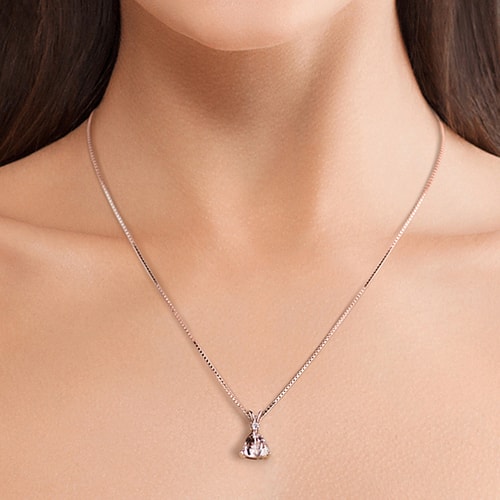 Hals mit Diamant und Morganit Anhänger in Rosegold 32665