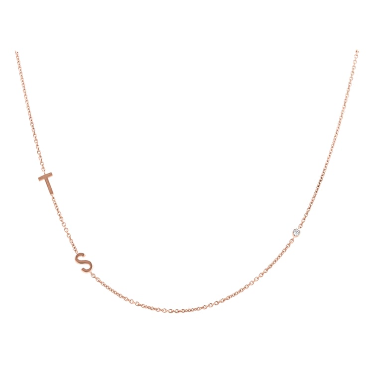 Halskette mit zwei Buchstaben Ihrer Wahl und Diamanten Lupe