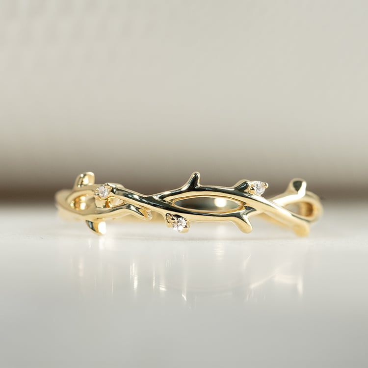 Zarter Ring mit einem Zweiglein und Lab Grown Diamanten Hamana 134067