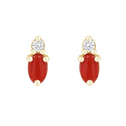 Goldene Cluster-Ohrringe mit Korallen und Diamanten Herve